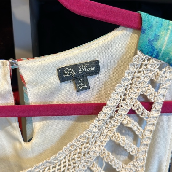 Lily Rose blue/green/white/red floral print sleeveless maxi dress size XL - Picture 2 of 3